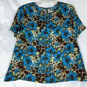 Vintage Da Rue Womens Sz 8 Shoulder Pads Floral Shirt Blouse Sheer 80s 90s